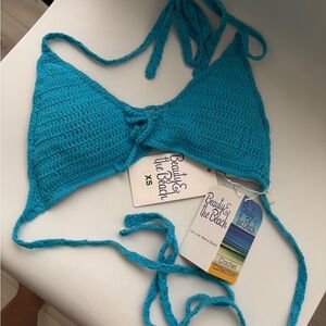 Beauty & the Beach Blue Crochet Bikini Top